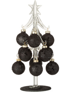 Sapin de Noël avec boules 20 cm en Verre Transparent Noir - 1