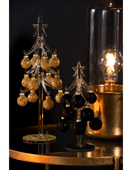 Sapin de Noël avec boules 20 cm en Verre Transparent Noir - 2