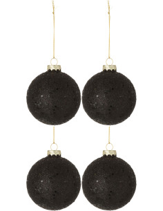 Boule de Noël en Verre Noir Motif étoiles (Lot de 4) - 1