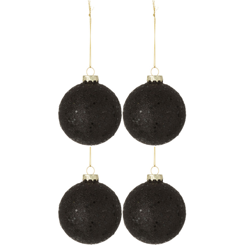 Boule de Noël en Verre Noir Motif étoiles (Lot de 4) - 1