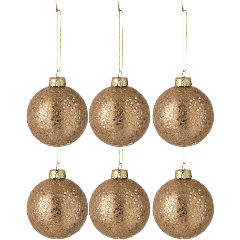 Boule de Noël en Verre Bronze Motif étoiles (Lot de 6) J-Line - 1