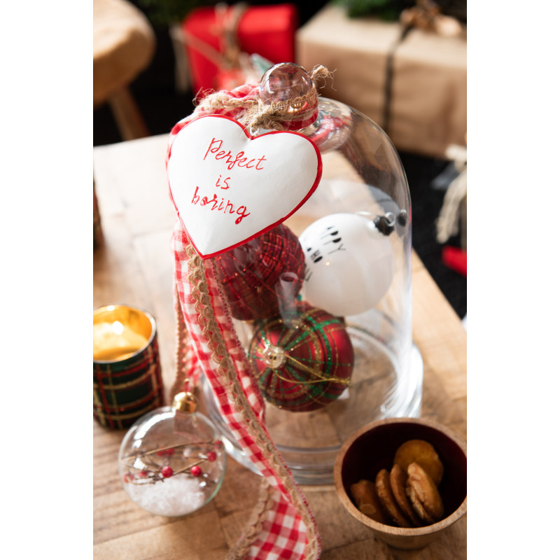 Boule de Noël en Verre Rouge Vert Motif écossais (Lot de 6) - 2