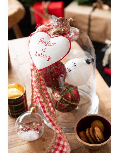 Boule de Noël en Verre Rouge Vert Motif écossais (Lot de 6) - 2