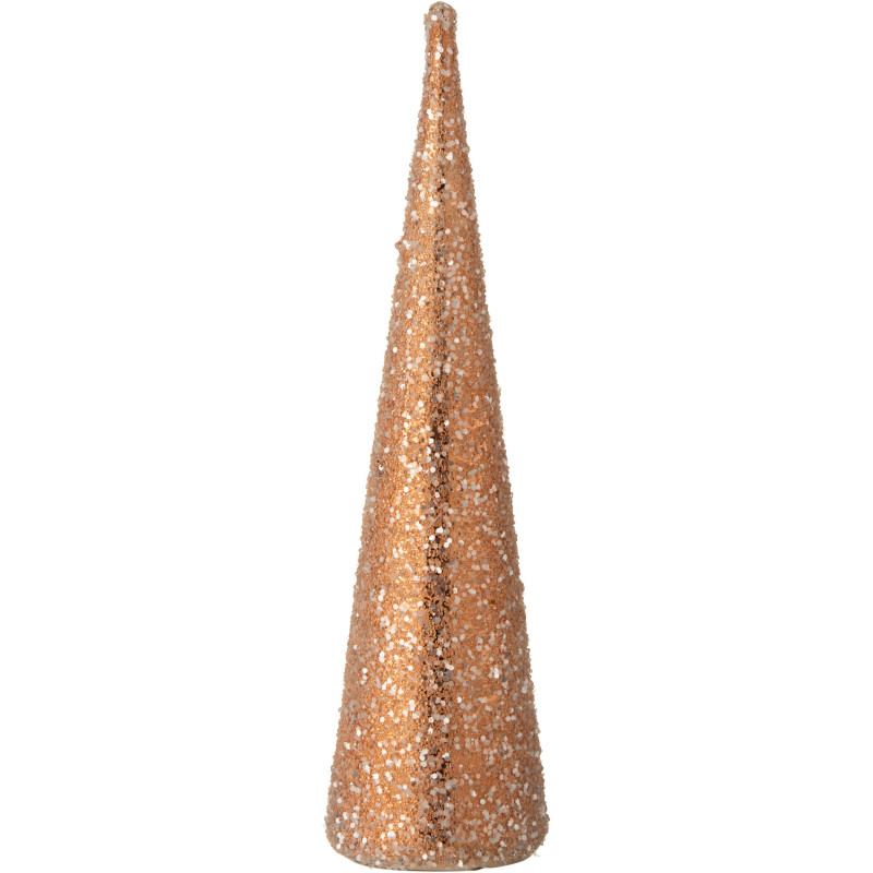 Cône de Noël Hauteur 35 cm en Verre Perle Saumon Argenté - 1