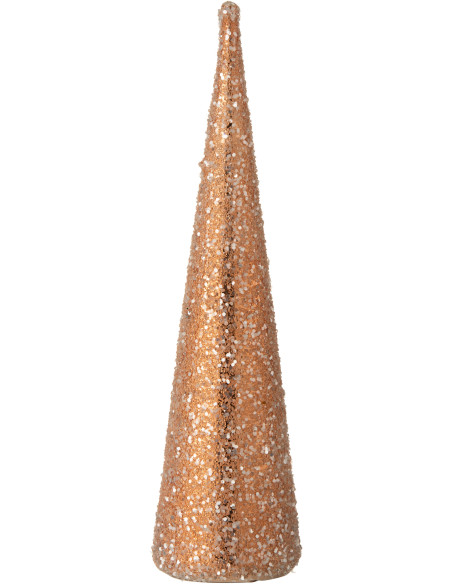 Cône de Noël Hauteur 35 cm en Verre Perle Saumon Argenté - 1