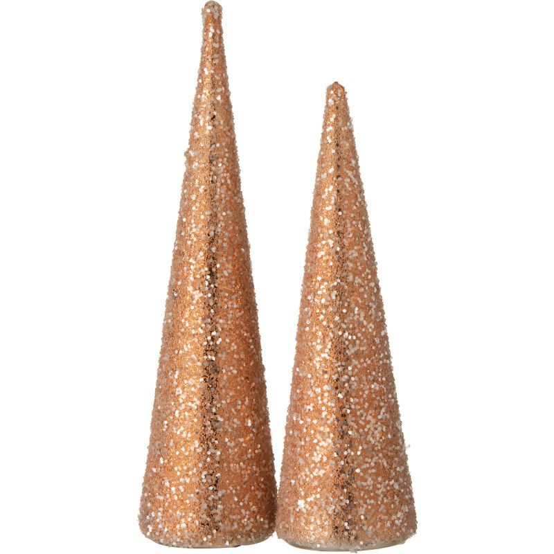 Cône de Noël Hauteur 35 cm en Verre Perle Saumon Argenté - 3