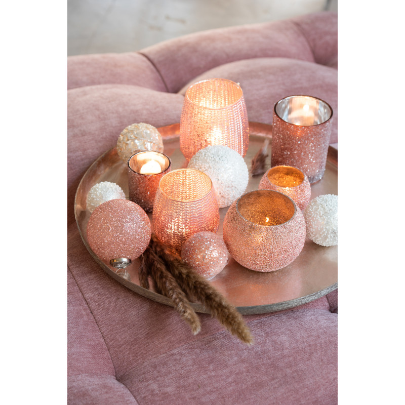 Boule de Noël en Verre Argenté Perle Blanc (Lot de 8) - 2