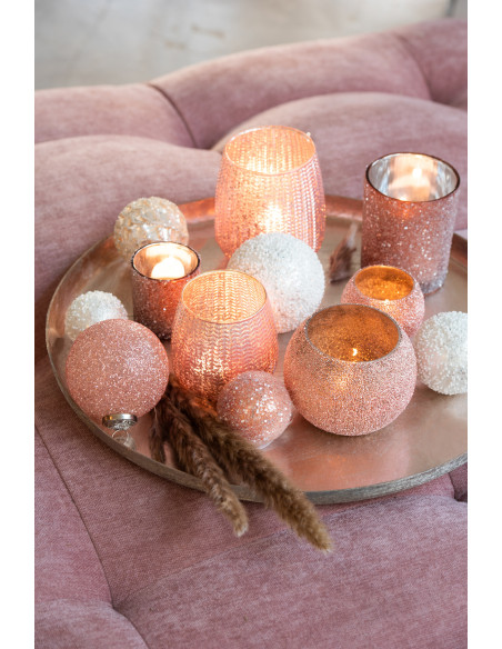 Boule de Noël en Verre Argenté Perle Blanc (Lot de 8) - 2