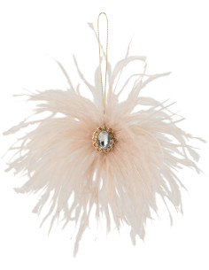 Suspension de Noël en Plume Écru Avec pierre brillante - 1
