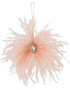 Suspension de Noël en Plume Rose Avec pierre brillante - 1