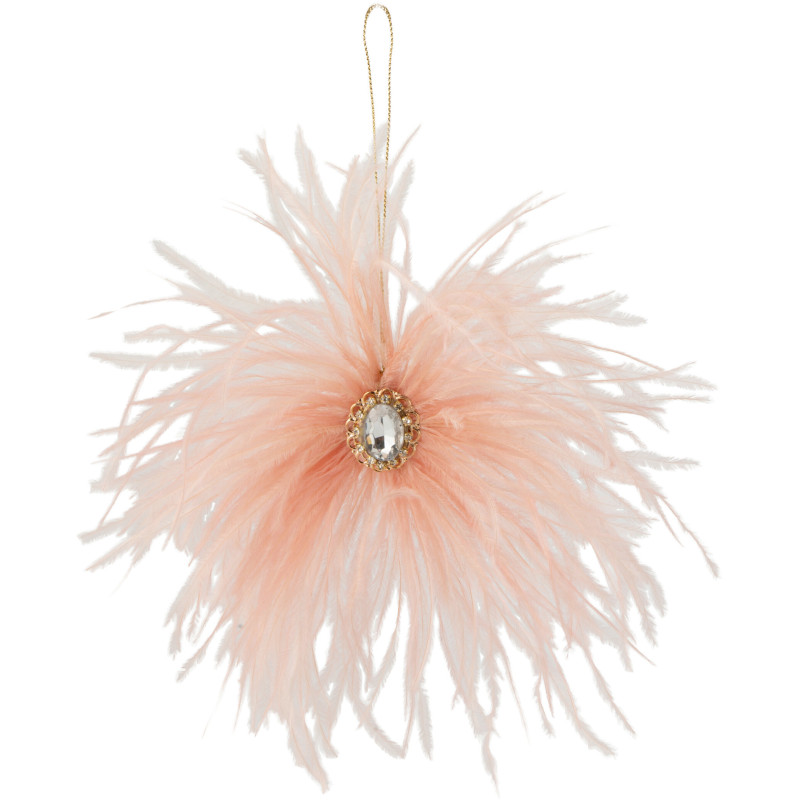 Suspension de Noël en Plume Rose Avec pierre brillante - 1