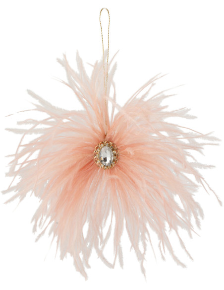 Suspension de Noël en Plume Rose Avec pierre brillante - 1