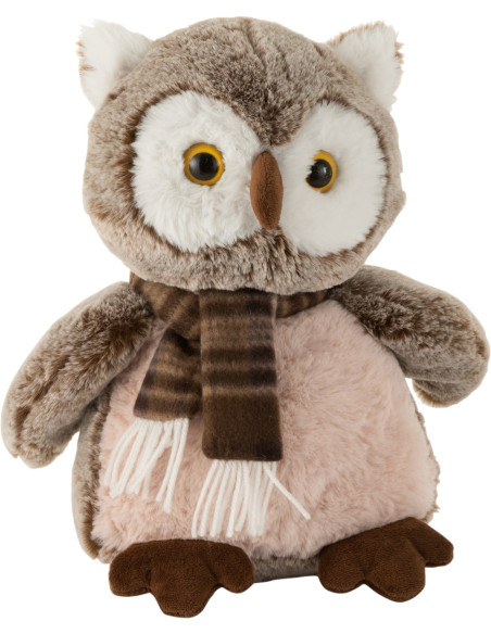 Décoration de Noël Hibou avec écharpe 30 cm en Polyester Marron - 1