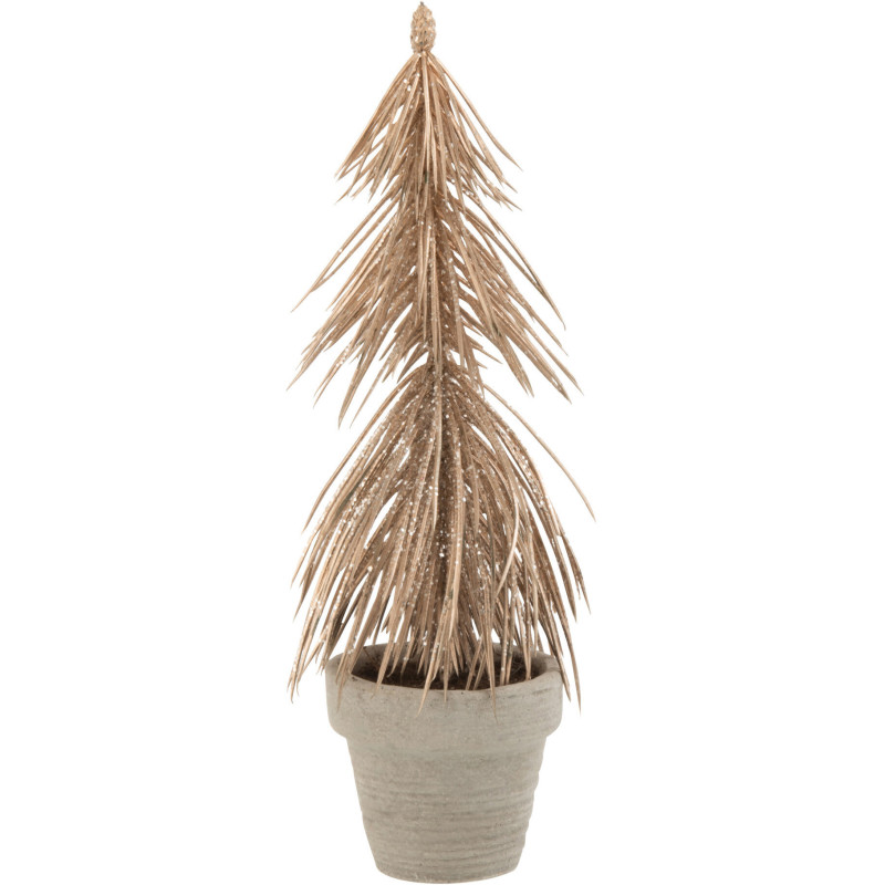 Sapin de Noël Artificel avec pot en Plastique Champagne - 1