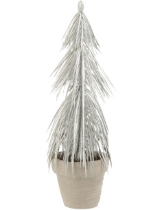 Sapin de Noël Artificel avec pot en Plastique Argenté - 1