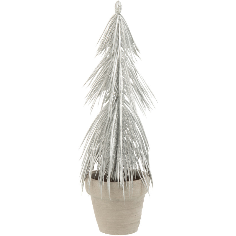 Sapin de Noël Artificel avec pot en Plastique Argenté - 1