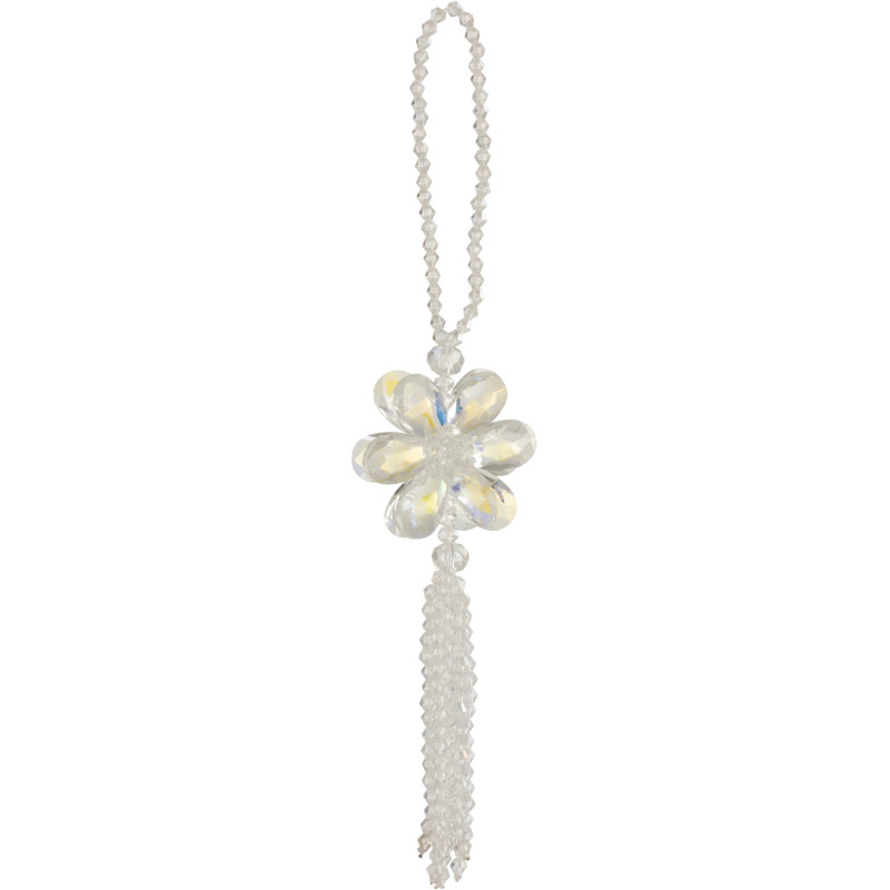 Suspension de Noël XL Fleur en Plastique Blanc Avec perles - 1