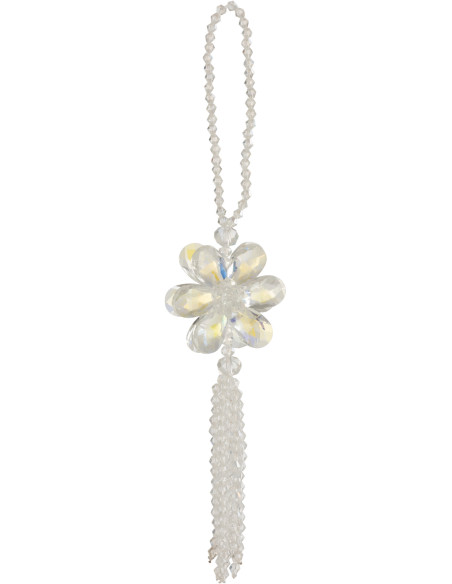 Suspension de Noël XL Fleur en Plastique Blanc Avec perles - 1