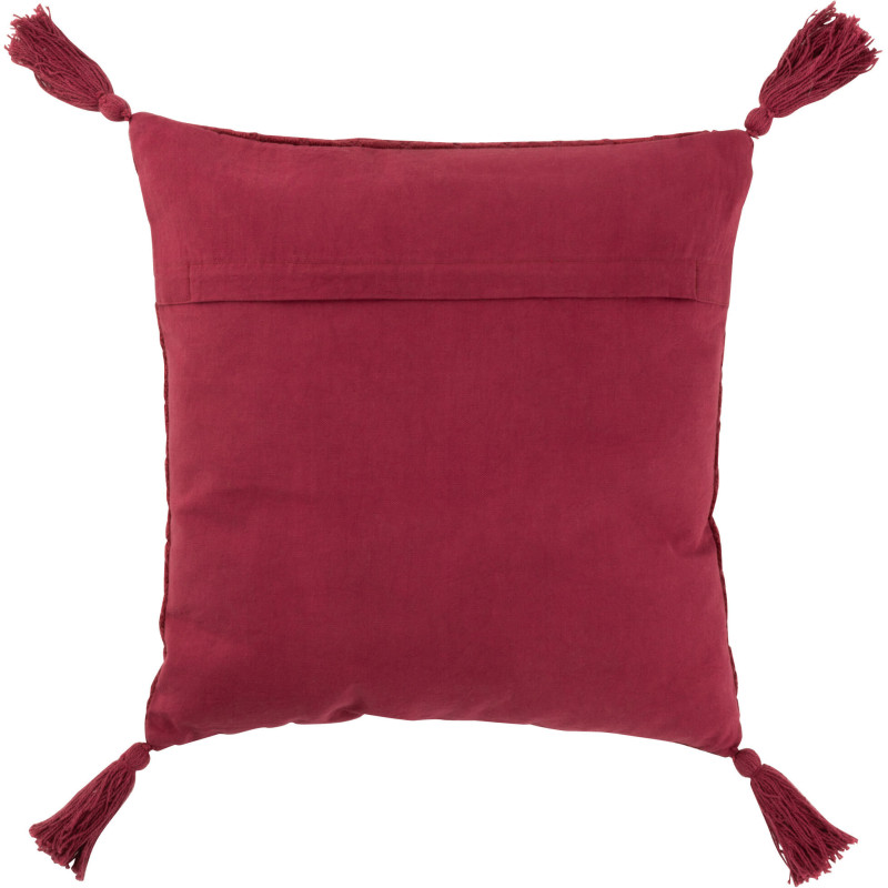 Coussin Carré Flavio 45x45 en Coton Bordeaux Avec pompons - 3