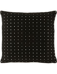 Coussin Carré Glamis 45x45 en Coton Noir Miroir Motif ronds - 1