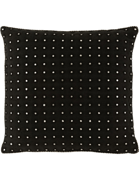 Coussin Carré Glamis 45x45 en Coton Noir Miroir Motif ronds - 1