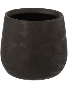 Cache-pot en Céramique Noir Owen Diamètre 20 cm Effet rugueux - 1