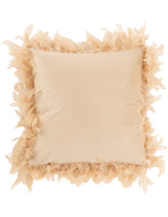 Coussin Carré Plumin 45x45 en Polyester Beige Avec plumes - 1