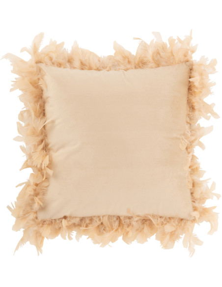 Coussin Carré Plumin 45x45 en Polyester Beige Avec plumes - 1