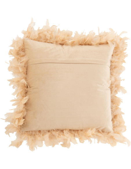 Coussin Carré Plumin 45x45 en Polyester Beige Avec plumes - 2