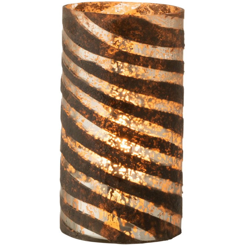 Vase Cylindrique Zidag Hauteur 30 cm en Verre Marron Argenté Motif lignes - 3