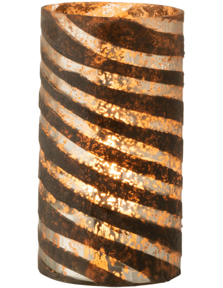 Vase Cylindrique Zidag Hauteur 30 cm en Verre Marron Argenté Motif lignes - 3