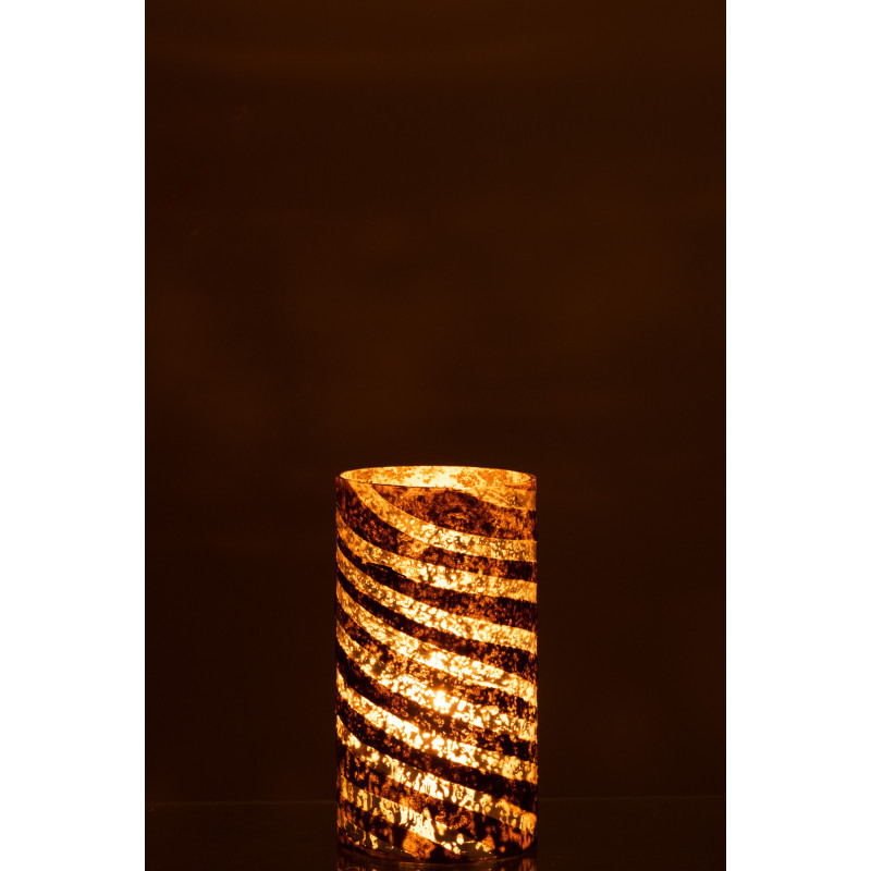 Vase Cylindrique Zidag Hauteur 30 cm en Verre Marron Argenté Motif lignes - 4
