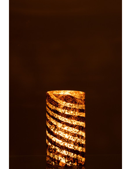 Vase Cylindrique Zidag Hauteur 30 cm en Verre Marron Argenté Motif lignes - 4