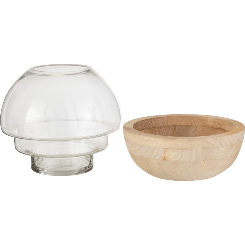 Vase en Verre Transparent Bois Naturel D25 cm - 2