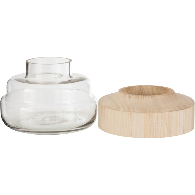 Vase en Verre Transparent Bois Naturel H17 cm - 3