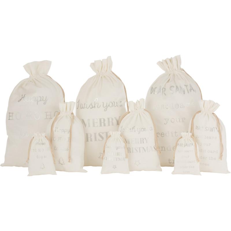 Sac Cadeaux de Noël Anglais XL 80 cm en Polyester Blanc Argenté Effet velours (Lot de 3) - 3