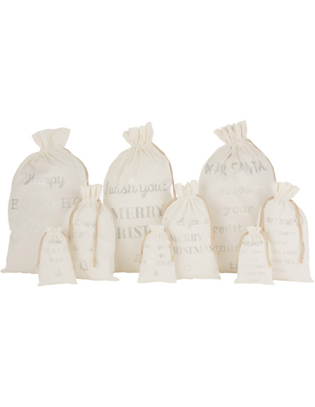 Sac Cadeaux de Noël Anglais XL 80 cm en Polyester Blanc Argenté Effet velours (Lot de 3) - 3