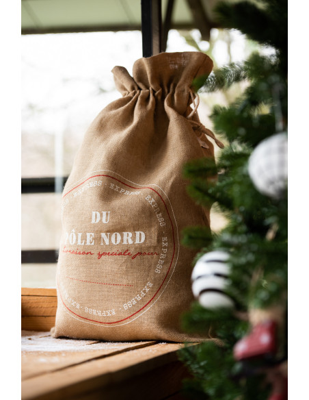 Sac Cadeaux de Noël Français 30 cm en Jute Naturel (Lot de 2) - 2