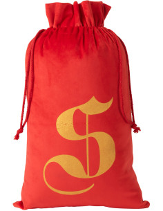 Sac Cadeaux de Noël Santa 50 cm en Polyester Rouge Doré Effet velours - 1