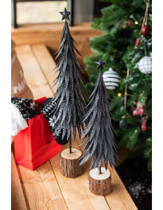 Décoration sur pied Sapin de Noël 60 cm en Métal Noir Avec paillettes - 2