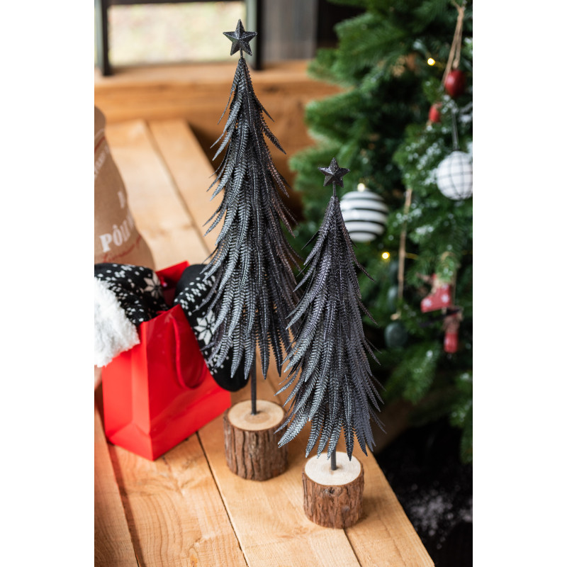 Décoration sur pied Sapin de Noël 60 cm en Métal Noir Avec paillettes - 2