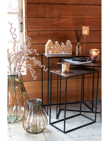 Vase Ovale Fusion Hauteur 30 cm en Verre Taupe Métal - 3