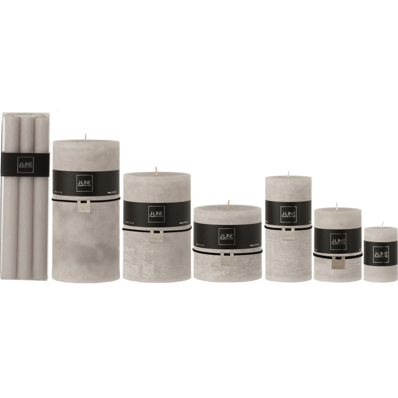 Bougie Cylindrique Gris clair J-Line en Cire 13 heures Hauteur 25 cm (Lot de 6) - 2