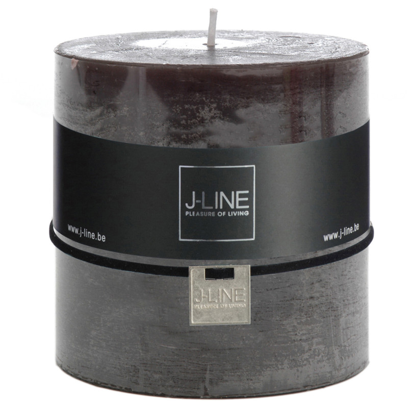 Bougie Cylindrique XXL Marron foncé J-Line en Cire 80 heures Hauteur 10 cm - 1