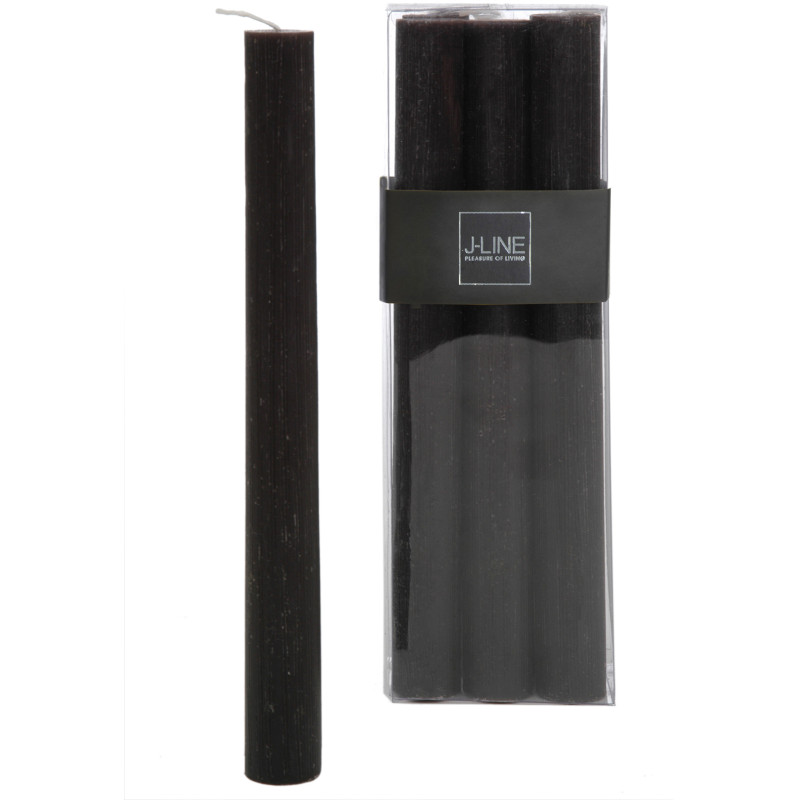 Bougie Cylindrique Marron foncé J-Line en Cire 13 heures Hauteur 25 cm (Lot de 6) - 1