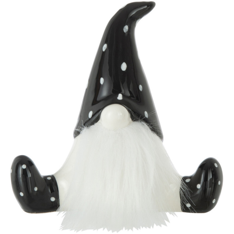 Décoration de Noël Père Noël Assis 10 cm en Céramique Noir Blanc - 1