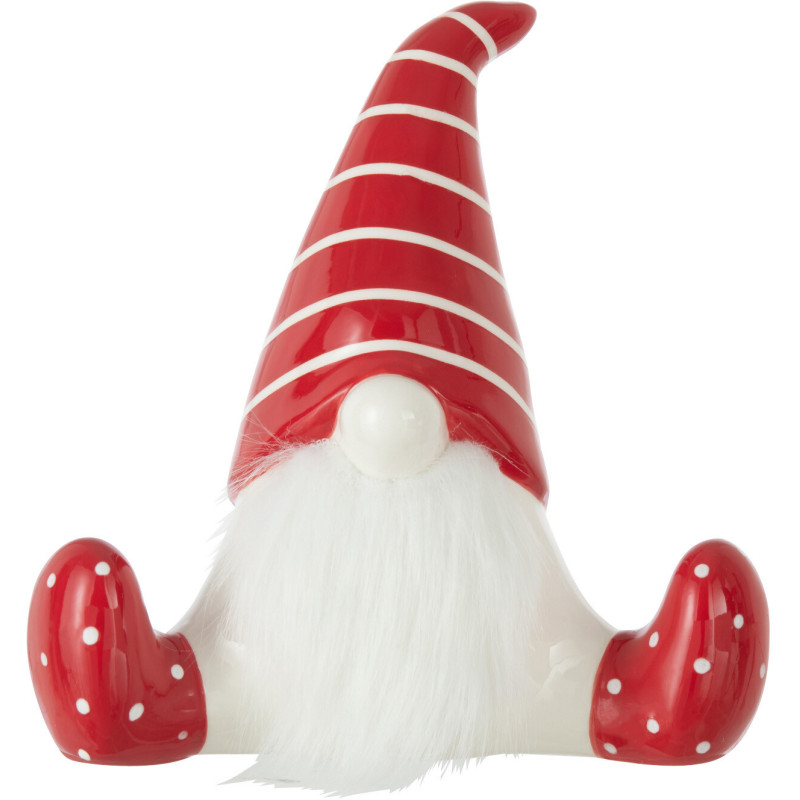 Décoration de Noël Père Noël Assis 20 cm en Céramique Rouge Blanc - 1