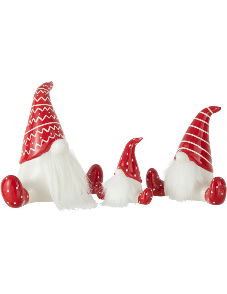 Décoration de Noël Père Noël Assis 25 cm en Céramique Rouge Blanc - 2