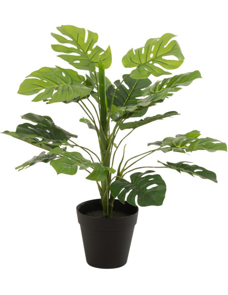 Plante artificielle Philodendron Hauteur 55 cm en Plastique Vert Avec pot - 1