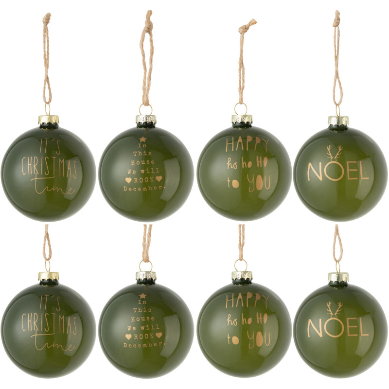 Boule de Noël avec message en Verre Vert (Lot de 8) - 1